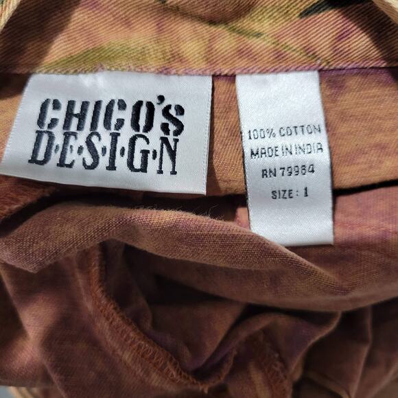 Chicos Foliage Print Jeans Brown Palm Leaves Tropical High Waist Vintage Size 8 - Picture 7 of 13